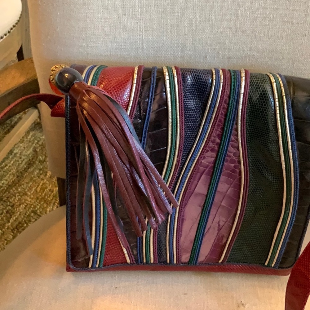 Vintage Sharif Handbag Purse in Reptile Leather